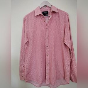 Charles Tyrwhitt Sz Medium Weekend Button Up Dress Long Sleeves Geometric Shirt